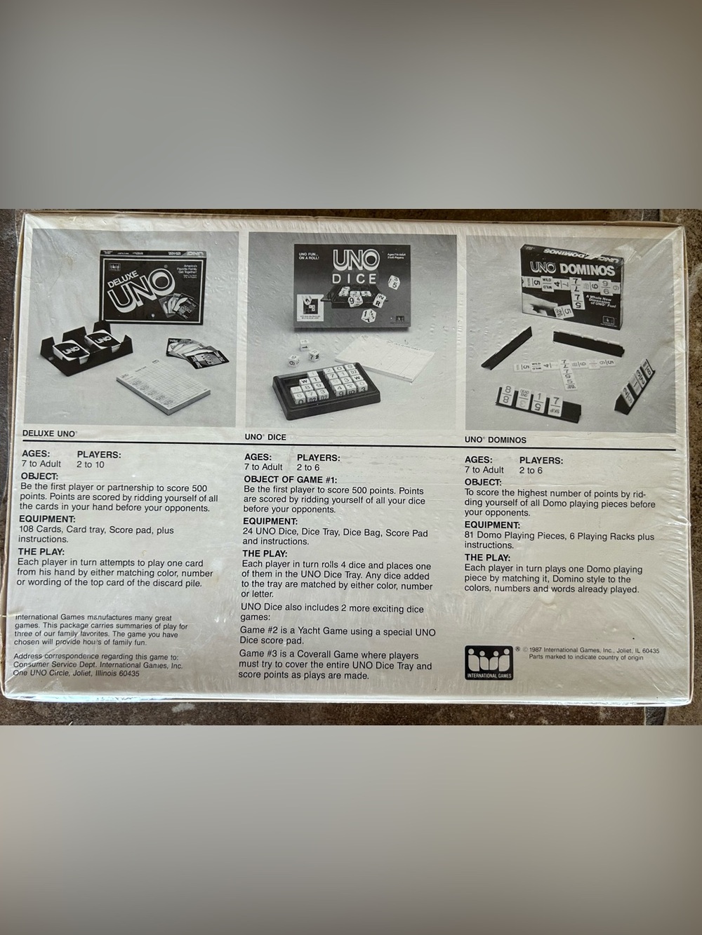 UNO DICE Vintage 1987 Game 2-6 players Vintage 1987 New And Sealed - Picture 2 of 2